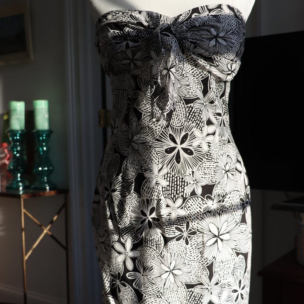 Lillie Ruben Strapless Black and White Dress